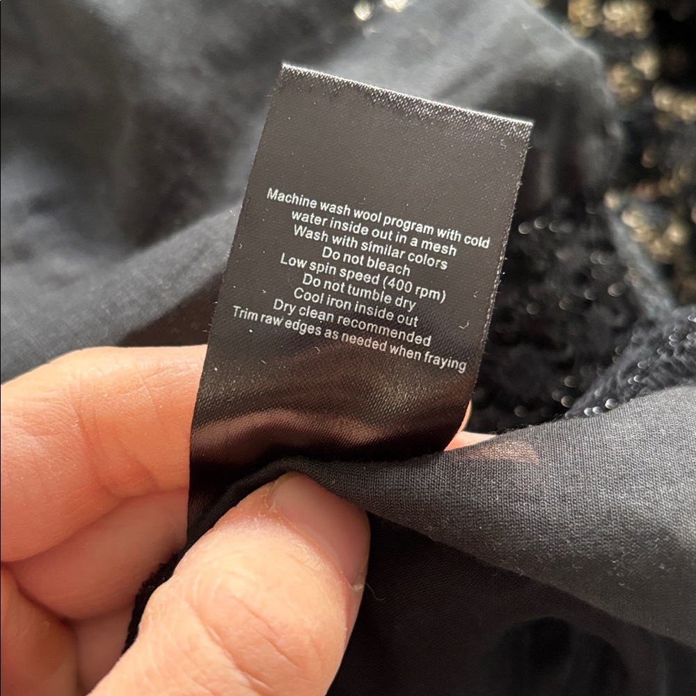 Zadig and Voltaire Rousse Sequin Deluxe Mini Dress 3/4 Sleeve Black‎ Gold Size M - Picture 7 of 7